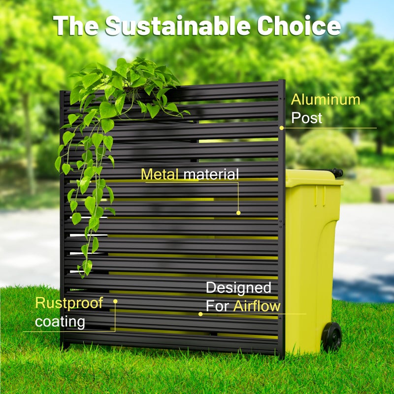 CLEASO 1 Panel No-Dig Metal Privacy Fence Screen, 48" H Ã— 60" W Outdoor Air Conditioner Fence, Rustproof AC Unit Cover to Hide Trash Bins, Pool Equipment Enclosure, Decorative Garden, Patio & Backyard - Image 5
