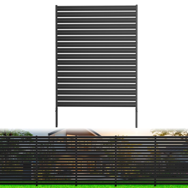 CLEASO 1 Panel No-Dig Metal Privacy Fence Screen, 48" H Ã— 60" W Outdoor Air Conditioner Fence, Rustproof AC Unit Cover to Hide Trash Bins, Pool Equipment Enclosure, Decorative Garden, Patio & Backyard - Image 1