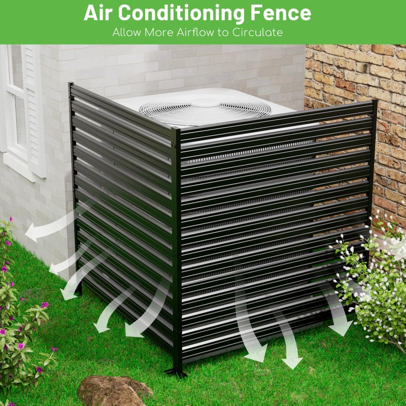 CLEASO 1 Panel No-Dig Metal Privacy Fence Screen, 48" H Ã— 60" W Outdoor Air Conditioner Fence, Rustproof AC Unit Cover to Hide Trash Bins, Pool Equipment Enclosure, Decorative Garden, Patio & Backyard - Image 4
