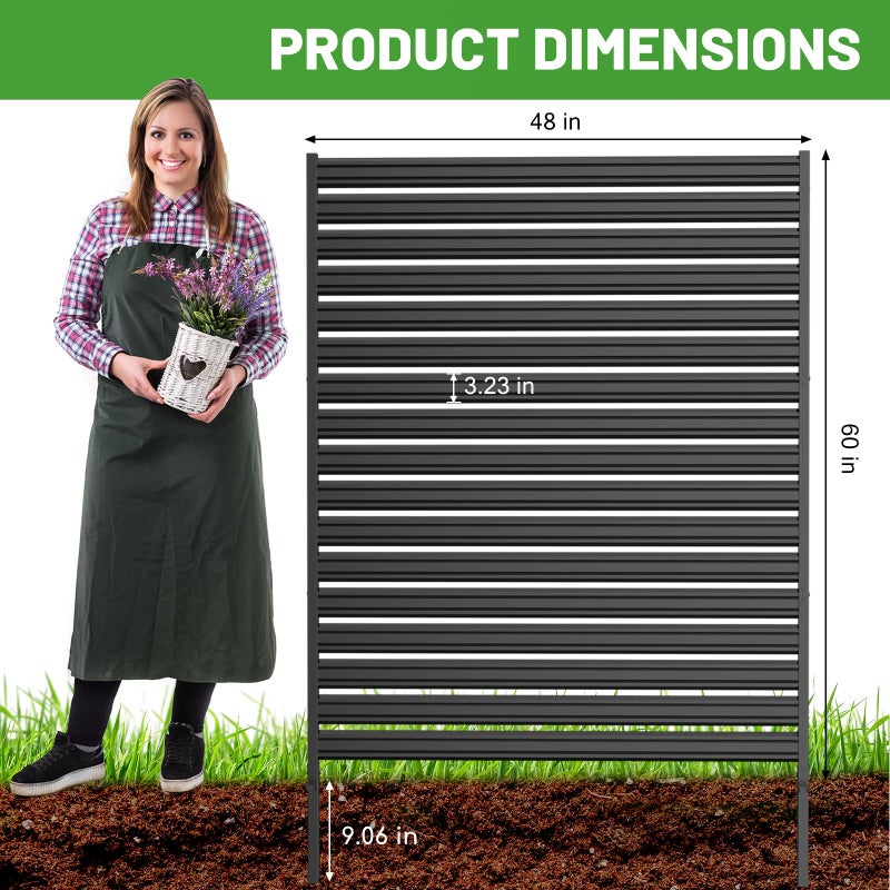 CLEASO 1 Panel No-Dig Metal Privacy Fence Screen, 48" H Ã— 60" W Outdoor Air Conditioner Fence, Rustproof AC Unit Cover to Hide Trash Bins, Pool Equipment Enclosure, Decorative Garden, Patio & Backyard - Image 2