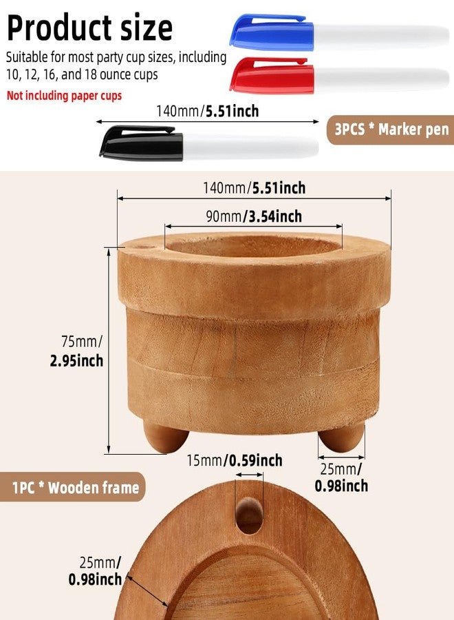 Kazheon Wooden Cup Holder with Marker Slot,Brown Cup Holder Dispenser Disposable Mug Dispenser,Wooden Party Cups Dispenser Wooden Organizer for Modern Farmhouse Home bar(Brown,Size:5.51 * 2.95inch) - Image 2