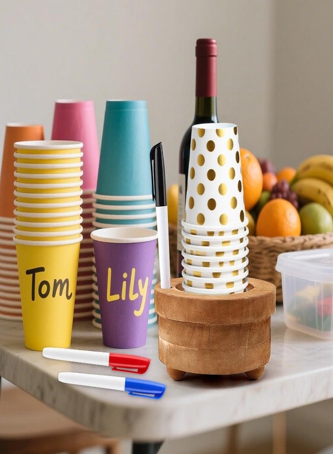 Kazheon Wooden Cup Holder with Marker Slot,Brown Cup Holder Dispenser Disposable Mug Dispenser,Wooden Party Cups Dispenser Wooden Organizer for Modern Farmhouse Home bar(Brown,Size:5.51 * 2.95inch) - Image 5