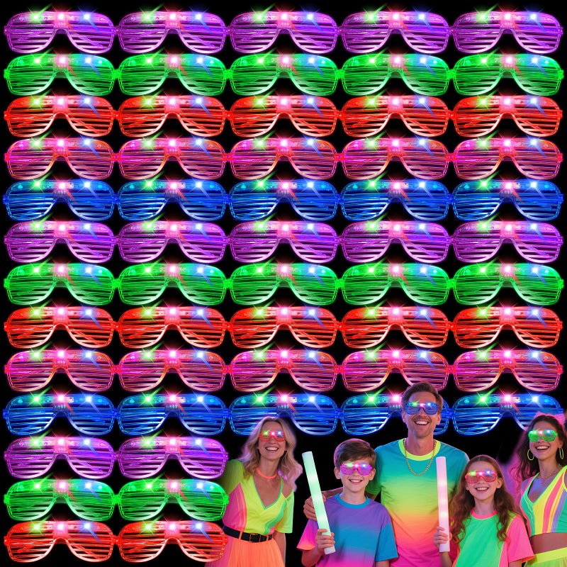 FathiSooc 108 PCs LED GlassesLight Up GlassesGlow Glasses Glow In The Dark Party Supplies Suitable For KidsAdults 3 Light up Modes 5 Neon Colors Rave PartyWedding Birthday Concert New Year Carnival - Image 2