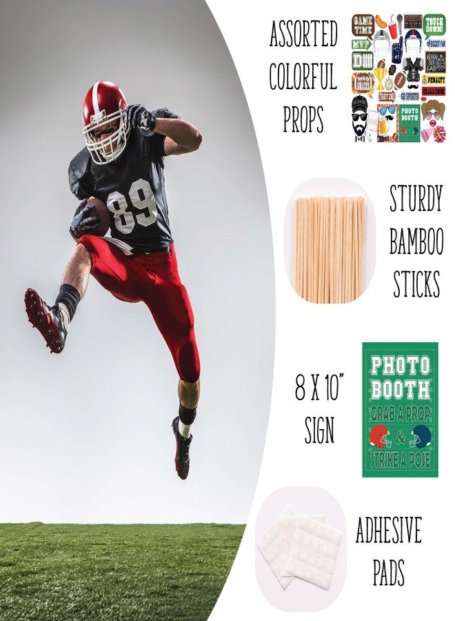 Outside The Booth Football Photo Booth Props - 41-pc Kit with 8 x 10-Inch Signs, 60 Adhesive Pads, 45 Sticks - Superbowl & Tailgate Props - Image 2