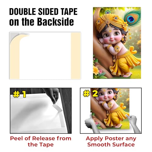 Goelite Plastic Bal Gopal Krishna Photo For Pregnant Women Poster For Decoration Wall S Bedroom, Living Room, And More | Cute Baby Krishna Wall Poster Size: 18X12 Inches Set Of 1 (Design 22) - Image 3