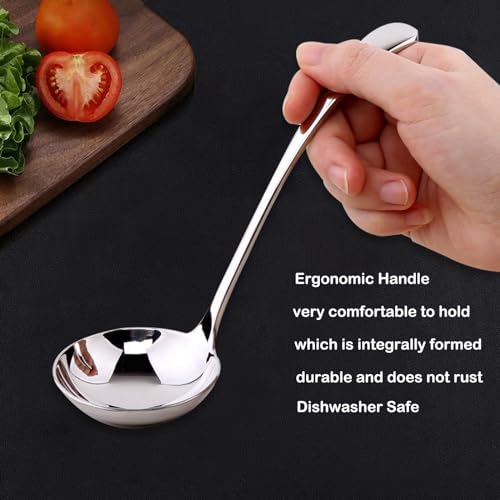 ZDFQly Small Ladle, Sauce - Gravy Ladle, 7.9 Inch, 18/10 Stainless Steel Small Gravy Soup Spoon for Spooning Gravies or Sauces, Set of 2(Silver） - Image 4