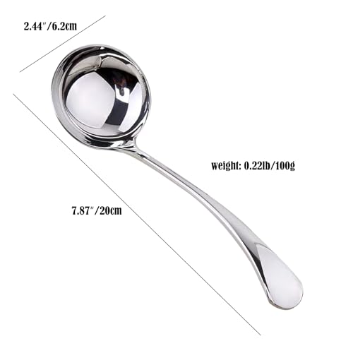 ZDFQly Small Ladle, Sauce - Gravy Ladle, 7.9 Inch, 18/10 Stainless Steel Small Gravy Soup Spoon for Spooning Gravies or Sauces, Set of 2(Silver） - Image 2