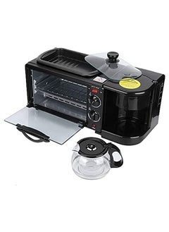 3-in-1 Breakfast Machine: Multifunctional Breakfast Station with Griddle, Toaster, Oven, and Coffee Maker for Home and Office Use