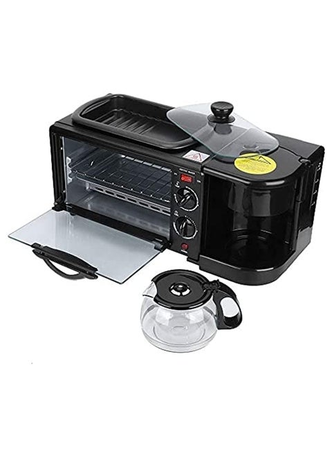3-in-1 Breakfast Machine: Multifunctional Breakfast Station with Griddle, Toaster, Oven, and Coffee Maker for Home and Office Use