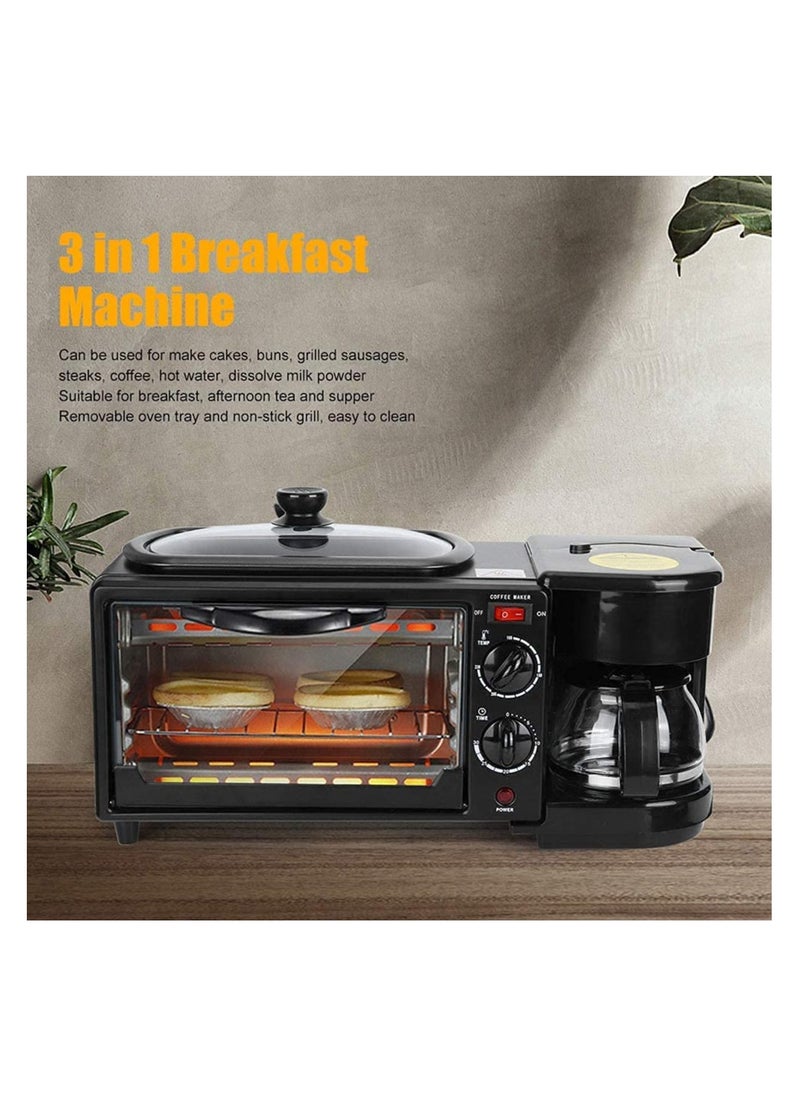 Generic - 3-in-1 Breakfast Machine: Multifunctional Breakfast Station with Griddle, Toaster, Oven, and Coffee Maker for Home and Office Use - Image 1
