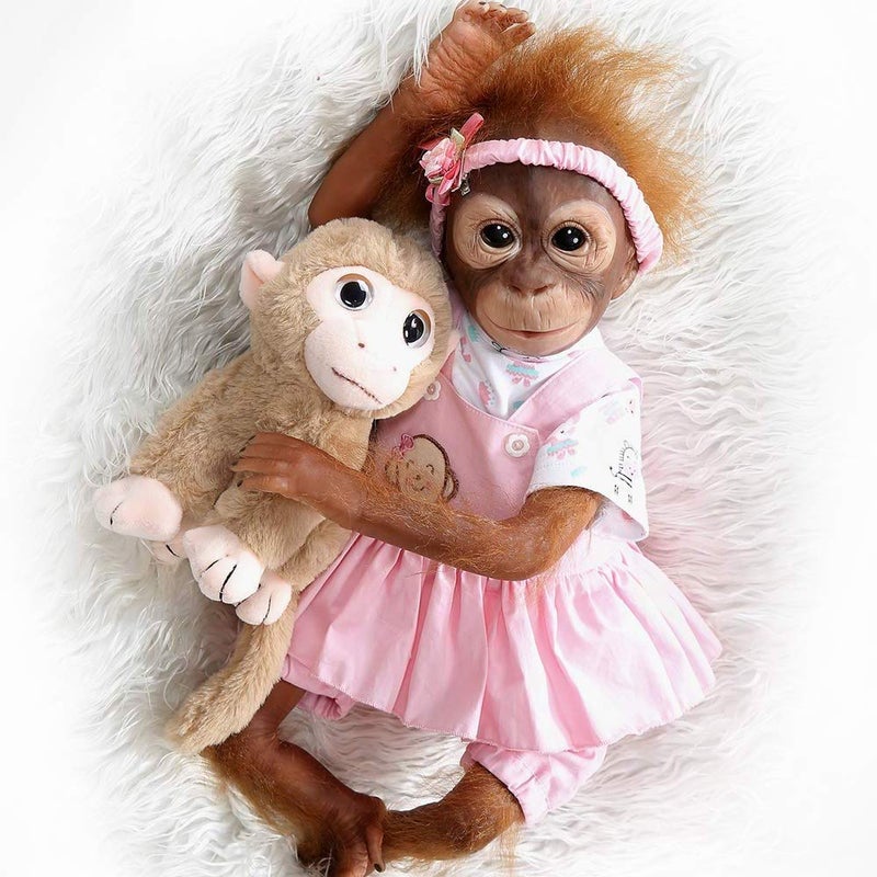 ZIYIUI 21  52 cm Lifelike Reborn Baby Monkey Realistic Handmade Reborn Dolls Newborn Baby Doll Weighted Body Collectible Art Doll Toy for Kids Gifts - Image 2