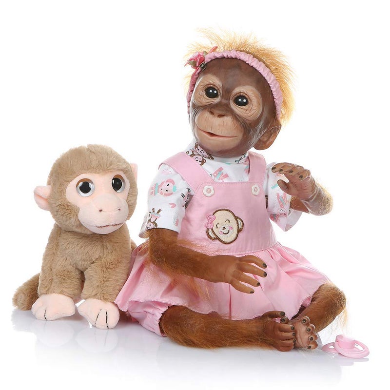 ZIYIUI 21  52 cm Lifelike Reborn Baby Monkey Realistic Handmade Reborn Dolls Newborn Baby Doll Weighted Body Collectible Art Doll Toy for Kids Gifts - Image 3