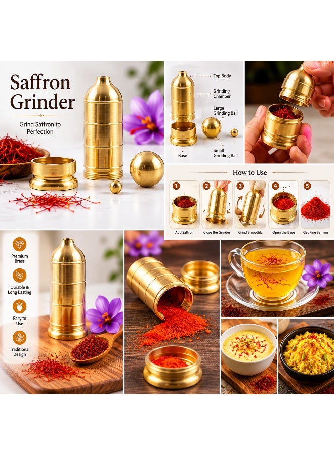 MIRFA Premium Brass Handheld Saffron Grinder Mill - Image 3