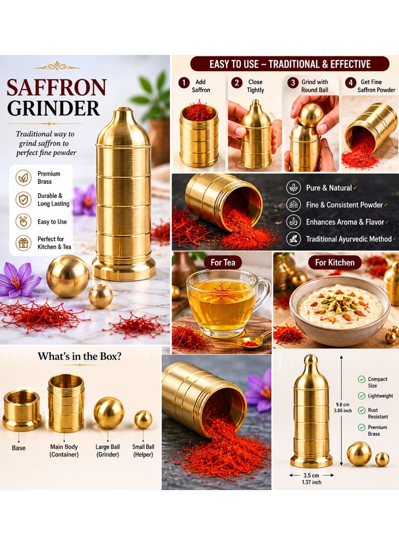 MIRFA Premium Brass Handheld Saffron Grinder Mill - Image 2