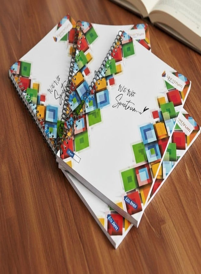 Spectrum Spiral Notebook, A4 Size, Colorful Geometric Design, Unruled Pages, 200 Pages, Pack of 4 - Image 1