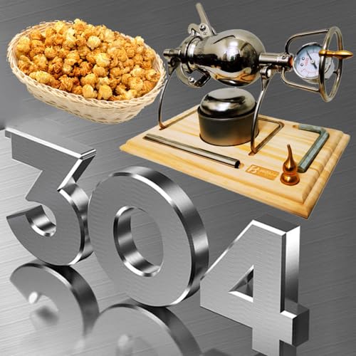 jvsufuik 260 مل صانع الفشار الصيني، ماكينة فشار من الستانلس ستيل 304 مع قاعدة من اللوح الخشبي، ماكينة فشار بصمام ضغط مزدوج، ماكينة فشار بالهواء الساخن للحفلات (مع حقيبتين) - Image 2