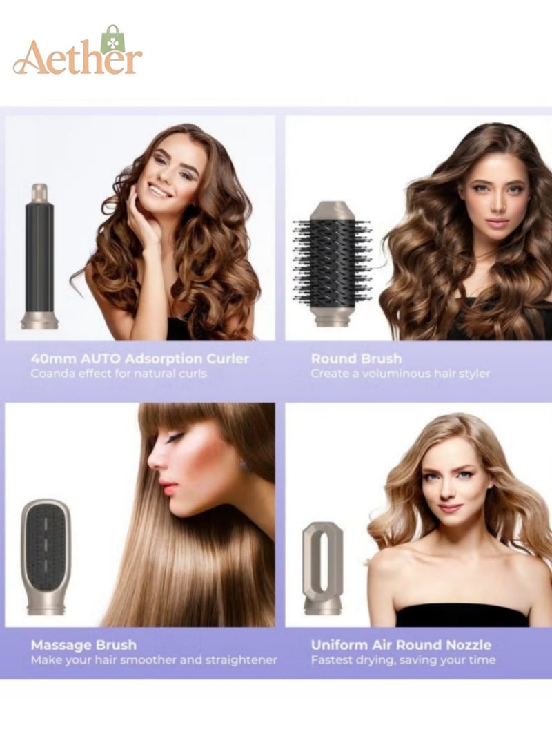 AETHER 6 In 1 Hair Multi Styler Removable Hair Dryer Brush Air Curler Air Curling Wrap Styler, Air Styler Set for Drying Curling Straightener Brush Hair Dryer Hair Dryer Hair Dryer Brush for All Hair - Image 3