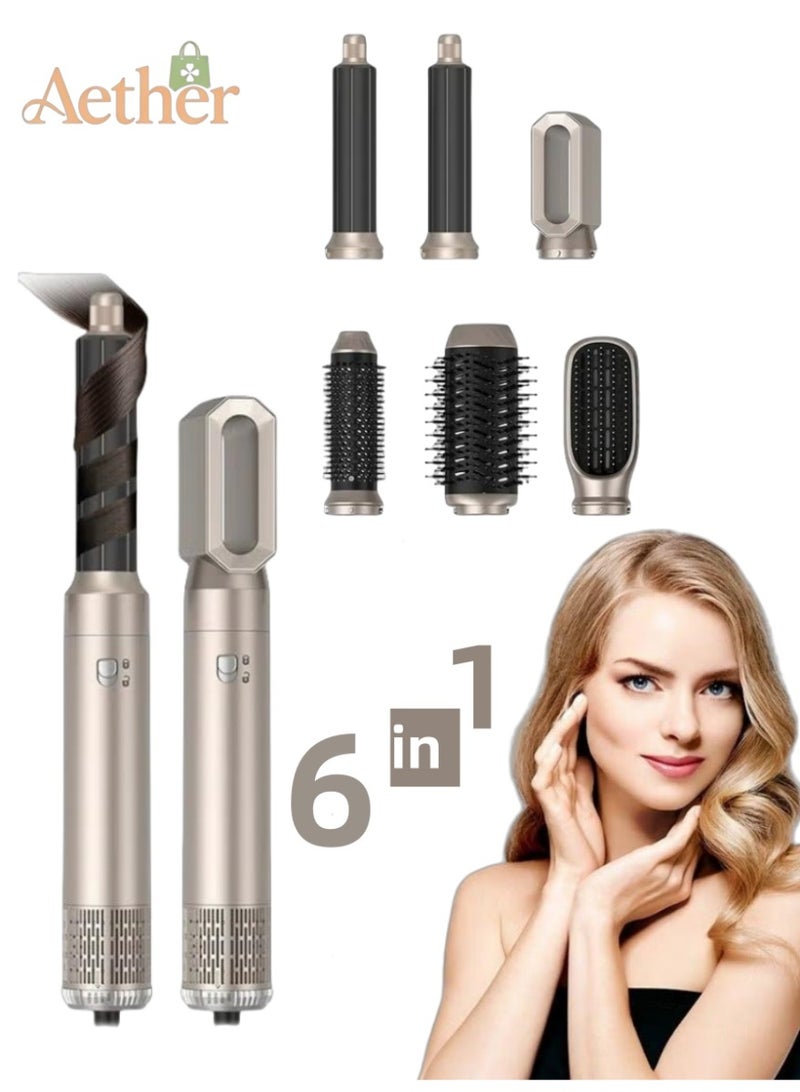 AETHER 6 In 1 Hair Multi Styler Removable Hair Dryer Brush Air Curler Air Curling Wrap Styler, Air Styler Set for Drying Curling Straightener Brush Hair Dryer Hair Dryer Hair Dryer Brush for All Hair - Image 1