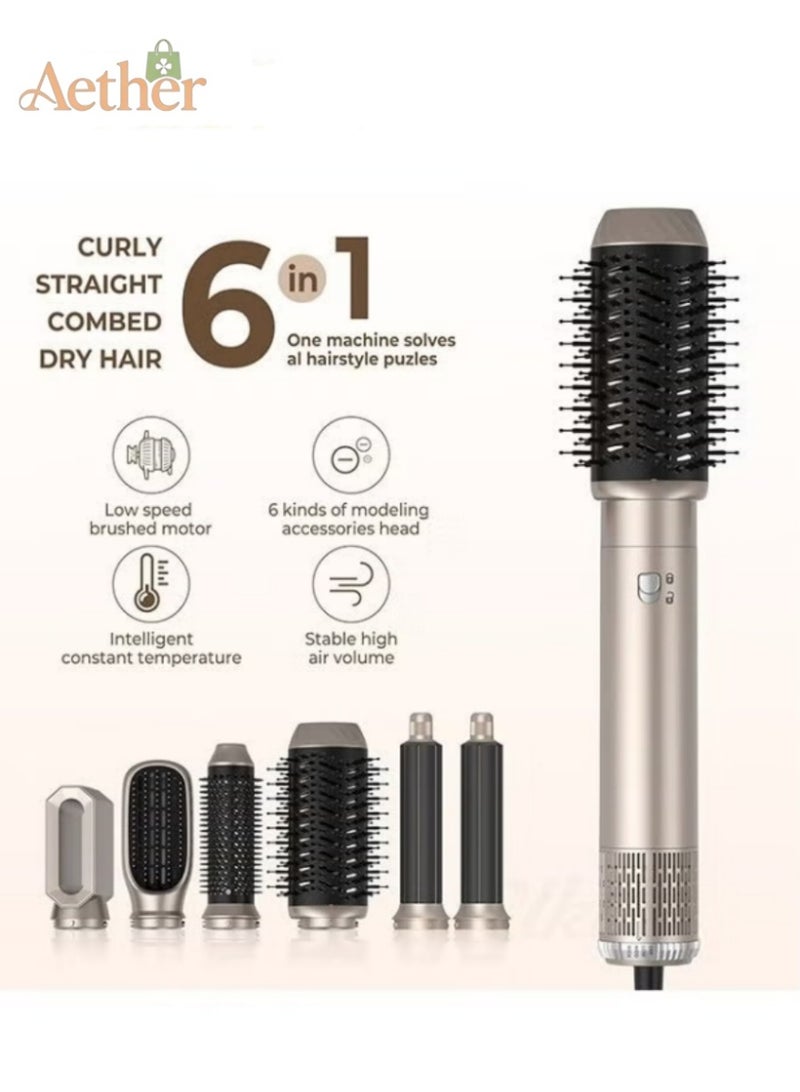 AETHER 6 In 1 Hair Multi Styler Removable Hair Dryer Brush Air Curler Air Curling Wrap Styler, Air Styler Set for Drying Curling Straightener Brush Hair Dryer Hair Dryer Hair Dryer Brush for All Hair - Image 2
