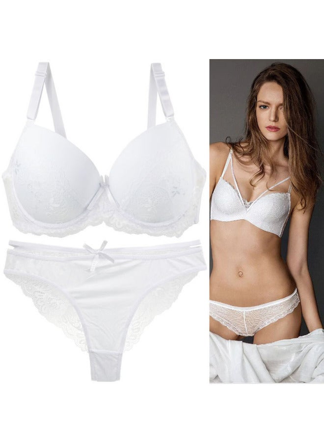 European And American Hot Underwear Large Size Lace Splicing Bra Briefs Light And Breathable Suit