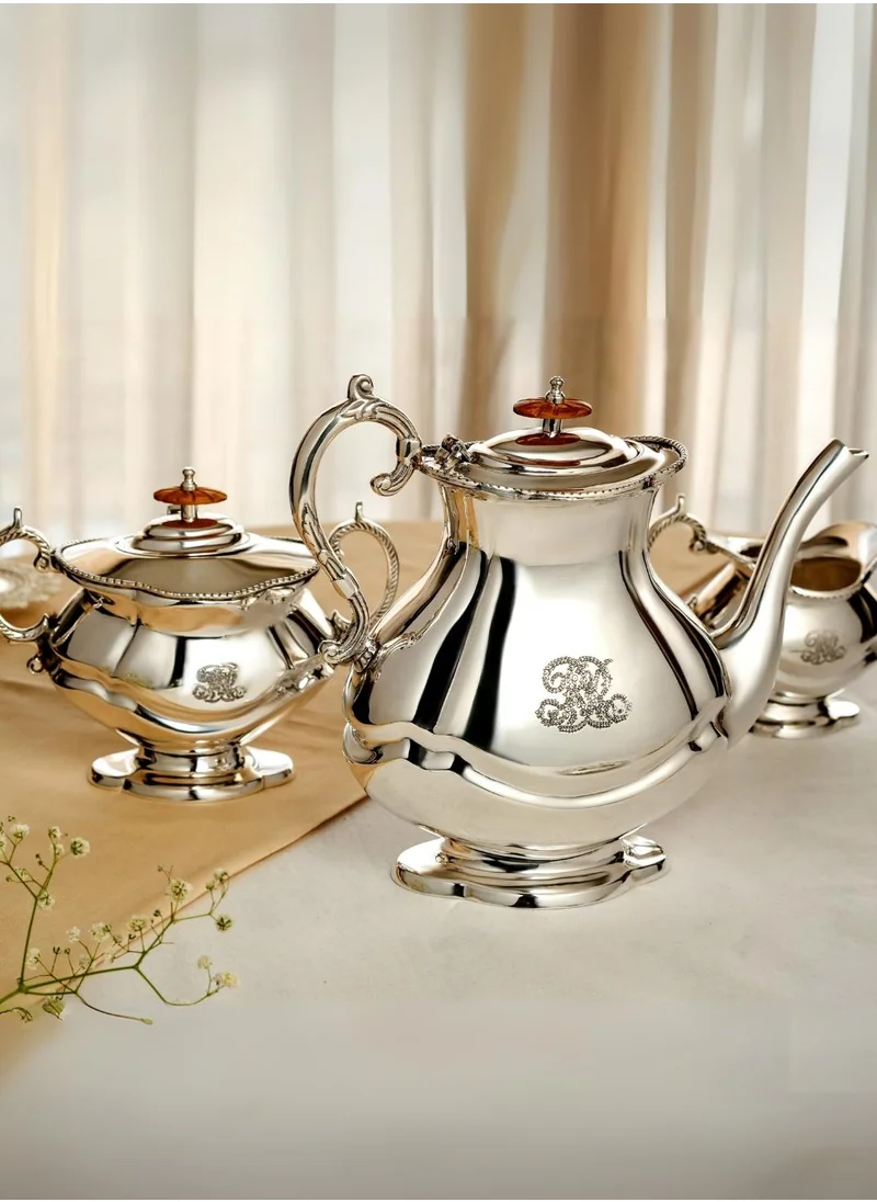 QUESERA Bariq silver plated brass-4 PC tea/coffee serving set by Quesera