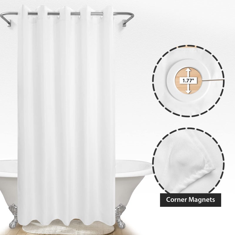 River Dream Extra Long No Hook Shower Curtain or Liner Soft Microfiber - Fabric Shower Curtain Liner Set, Machine Washable & Water Repellent, White, 71x98 - Image 5