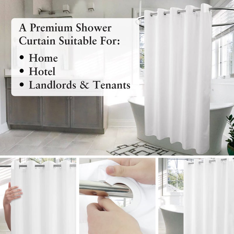 River Dream Extra Long No Hook Shower Curtain or Liner Soft Microfiber - Fabric Shower Curtain Liner Set, Machine Washable & Water Repellent, White, 71x98 - Image 3