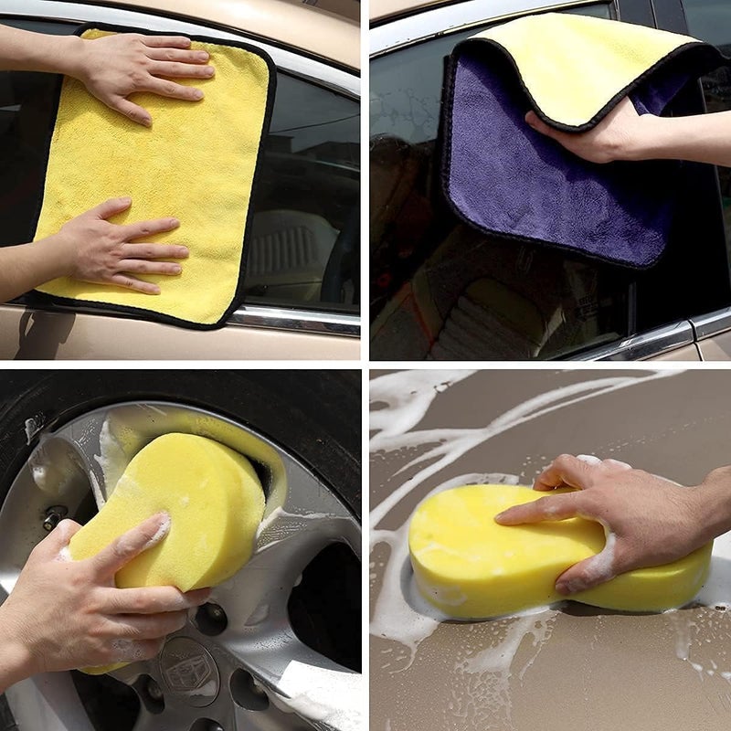 SCIENISH 15Pcs Car Cleaning Kit,Car Wash Detailing Kit,Car Detailing Brushes Set,Wash Bucket Bracket,Big Towels,Car Wash Mitts,Tire Brush,Window Water Blade,Car Wash Sponge Wax Applicators - Image 4