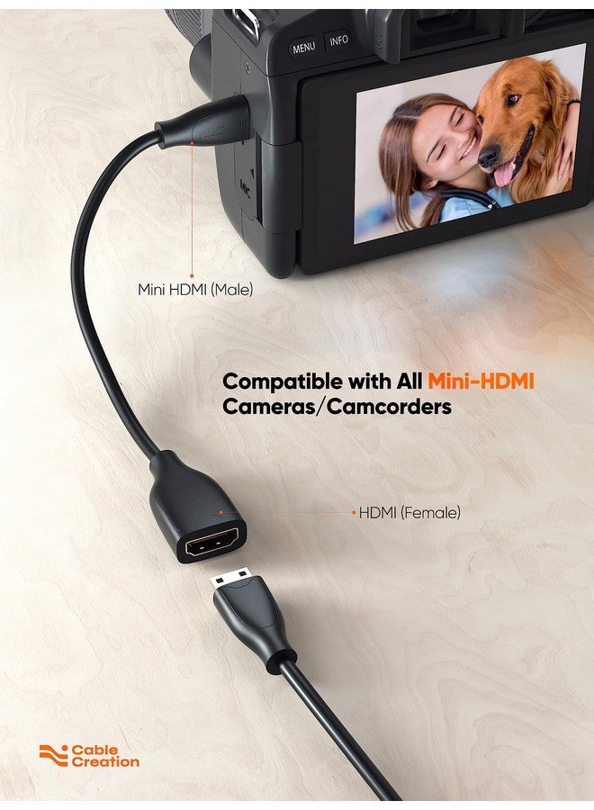 CableCreation Mini Hdmi To Hdmi Cable 0.5Ft Mini Hdmi Male To Hdmi Female Adapter Support 4K 60Hz 3D For Camera Camcorder Graphics Card Laptoptablet Hdtvprojector 0.5Ft Black - Image 2