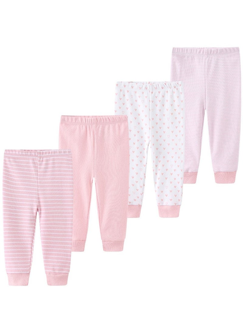 Four-Piece sSet of Elastic Breathable Pure Cotton High Waist Trousers For Infants And Young Children - Image 1