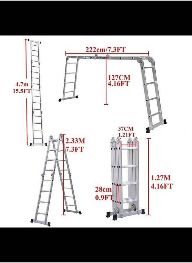 ABBASALI Multi Purpose Folding Extension Ladder  15.5ft  - Image 2