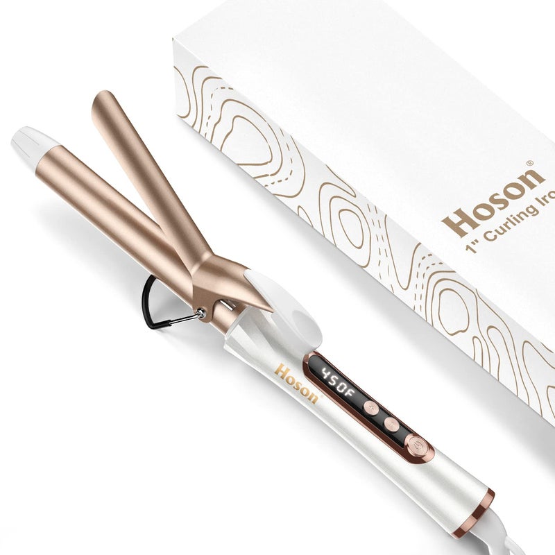 Hoson 1 Inch Curling Iron, Dual Voltage Hair Curling Iron Heat up to 450Â°F, Professiona Curling Wand Ceramic Tourmaline(Champagne Gold) - Image 1
