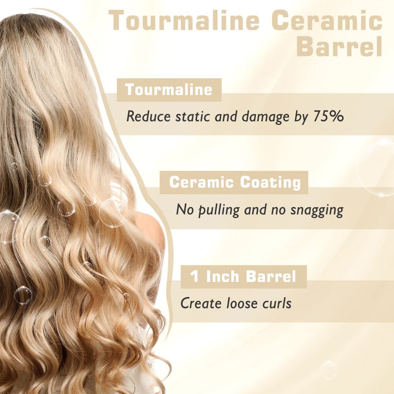 Hoson 1 Inch Curling Iron, Dual Voltage Hair Curling Iron Heat up to 450Â°F, Professiona Curling Wand Ceramic Tourmaline(Champagne Gold) - Image 5
