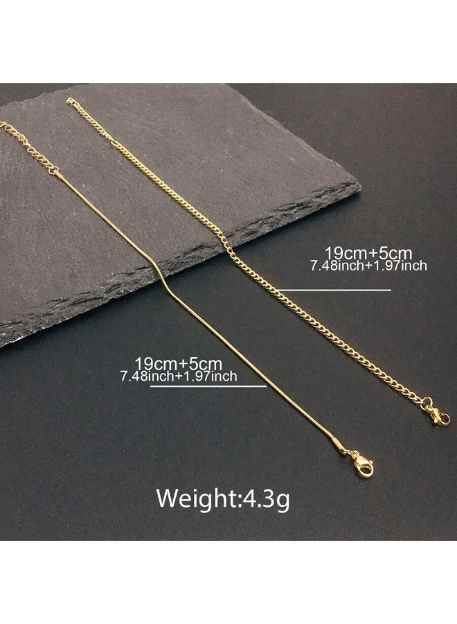 2pcs Gold Bracelets For Women/Men, Double Layer Figaro Bracelets, 2mm Cuban Snake Bracelets For Women Men - Image 4