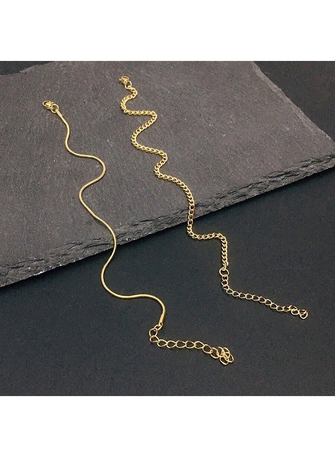 2pcs Gold Bracelets For Women/Men, Double Layer Figaro Bracelets, 2mm Cuban Snake Bracelets For Women Men - Image 5