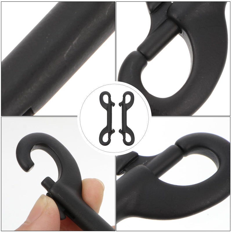 2 Pcs 90mm Black Stainless Steel Double Ended Bolt Snap Hooks Heavy Duty Swivel Clips - Image 4