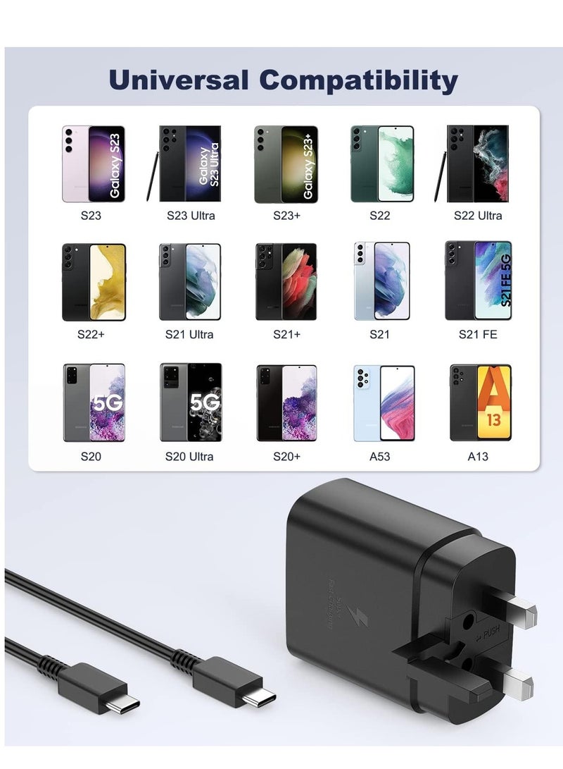 45W USB-C Super Fast Charger for Samsung: Includes 1.5m Cable, Compatible with Galaxy S24, S23, S22, S21, S20 Ultra, S24+, S23+, S22+, S21+, A53, A15, A55, A54 - Image 2