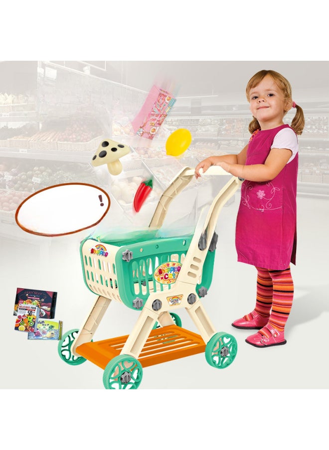 Generic - Children's Simulation Shopping Cart Play House Toy Vegetable And Fruit Cutting Large Capacity Trolley Toy Two-in-one-Color:40PCS-self-loading Shopping Cart With Fruit Kit (shopping Basket Can Be Split)-YH161039 - Image 1