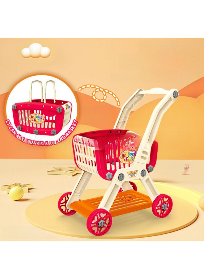 Generic - Children's Simulation Shopping Cart Play House Toy Vegetable And Fruit Cutting Large Capacity Trolley Toy Two-in-one-Color:40PCS-self-loading Shopping Cart With Fruit Kit (shopping Basket Can Be Split)-YH161039 - Image 1