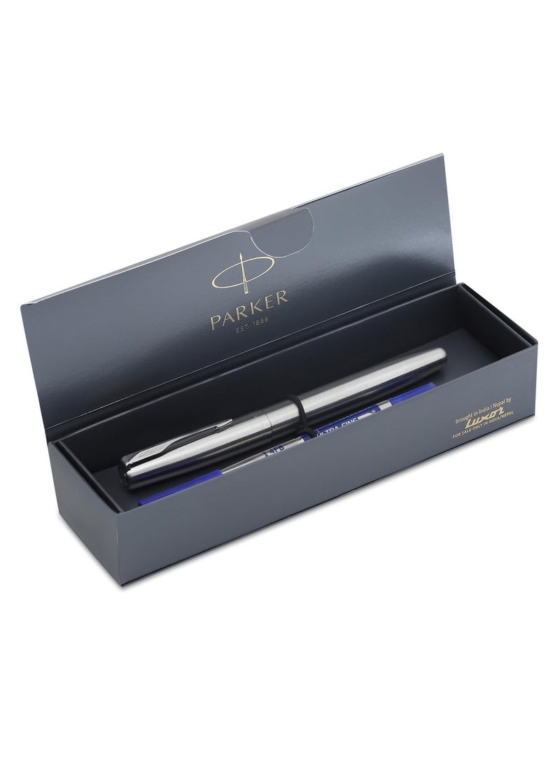 PARKER - Parker Frontier Stainless Steel Roller Ball Pen (Blue), 1 Count(Pack of 1) (9000020636) - Image 1