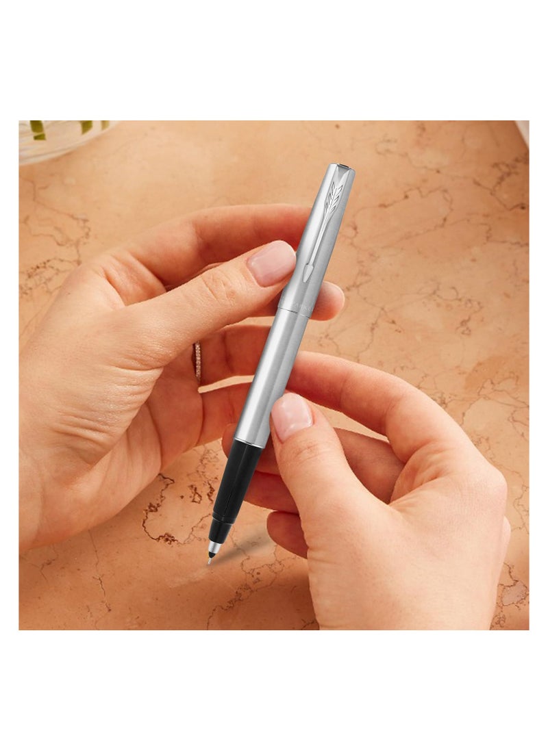 PARKER - Parker Frontier Stainless Steel Roller Ball Pen (Blue), 1 Count(Pack of 1) (9000020636) - Image 1