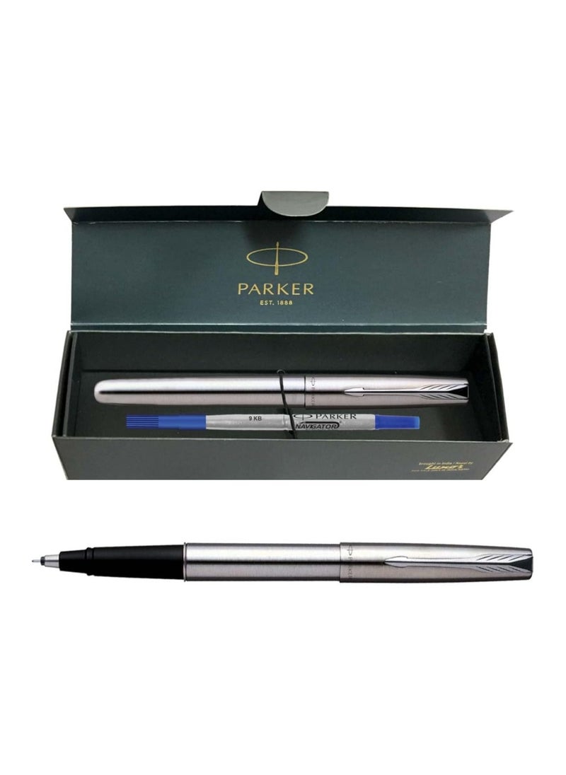 PARKER - Parker Frontier Stainless Steel Roller Ball Pen (Blue), 1 Count(Pack of 1) (9000020636) - Image 1