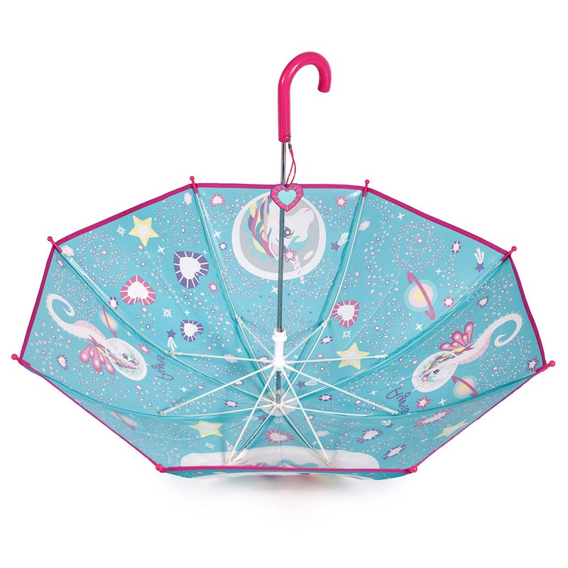 Milk & Moo Kids Umbrella, 8 Ribs Folding Umbrella for Children, 65cm, Milkyway Ayris Design, Metal Ribs, Snap Strap for Easy Storage - Image 3