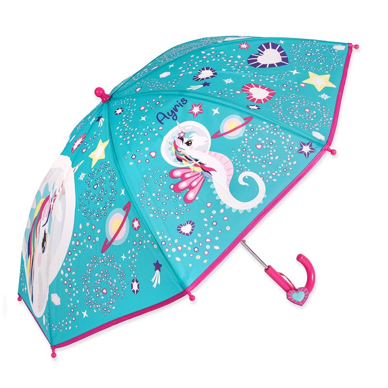 Milk & Moo Kids Umbrella, 8 Ribs Folding Umbrella for Children, 65cm, Milkyway Ayris Design, Metal Ribs, Snap Strap for Easy Storage - Image 1