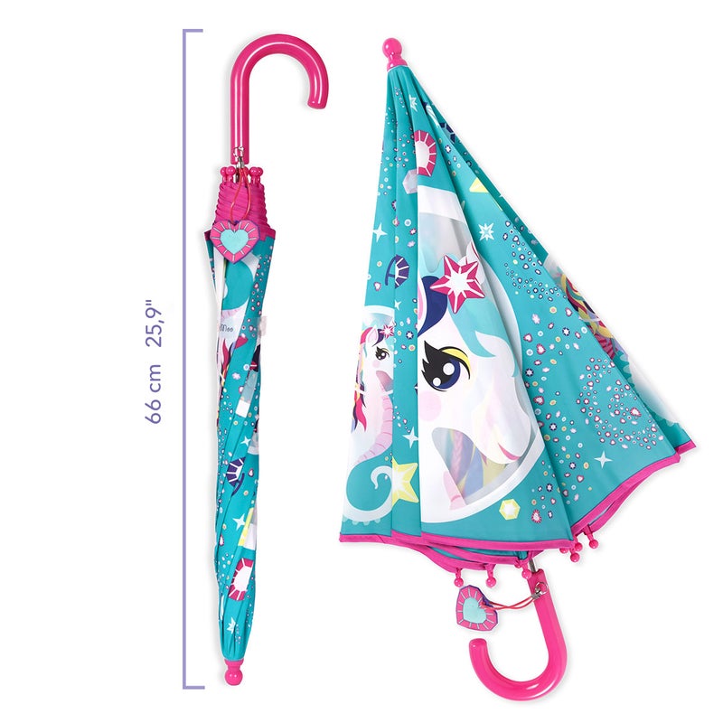Milk & Moo Kids Umbrella, 8 Ribs Folding Umbrella for Children, 65cm, Milkyway Ayris Design, Metal Ribs, Snap Strap for Easy Storage - Image 4