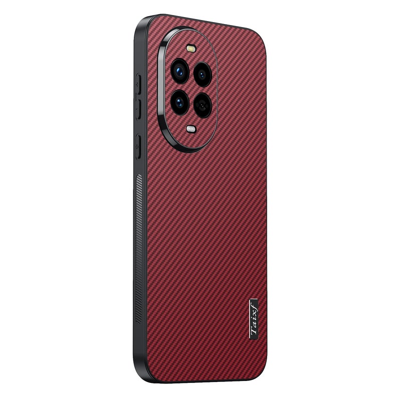 Carbon Fiber Pattern Faux Leather Phone Case for Huawei Mate 70 Pro, Shockproof Anti-Fingerprint Cover - Image 1