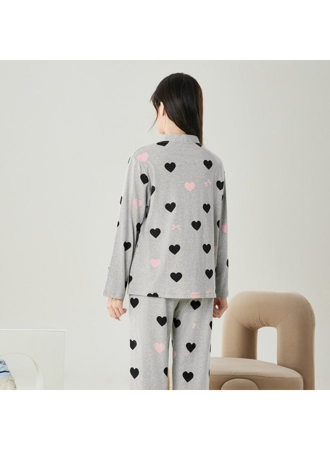 Fenton women's Pajama Set - V-neck Cardigan & Long Sleeve Top, Cute Homewear Outfit - Image 3