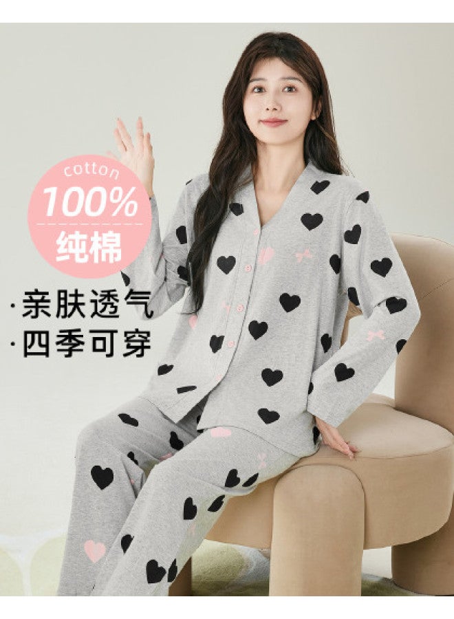 Fenton women's Pajama Set - V-neck Cardigan & Long Sleeve Top, Cute Homewear Outfit - Image 1