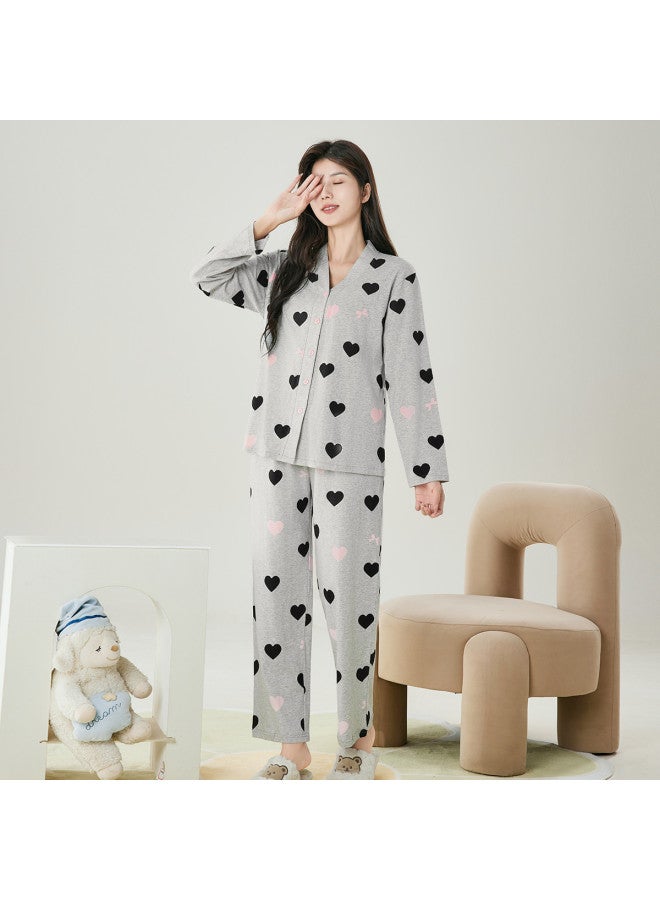 Fenton women's Pajama Set - V-neck Cardigan & Long Sleeve Top, Cute Homewear Outfit - Image 5