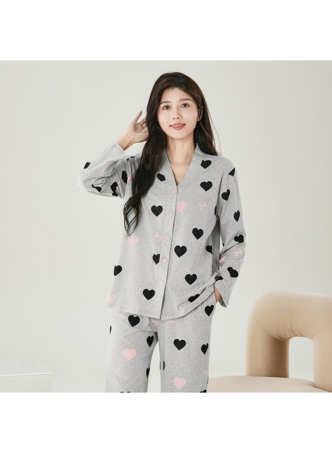 Fenton women's Pajama Set - V-neck Cardigan & Long Sleeve Top, Cute Homewear Outfit - Image 4